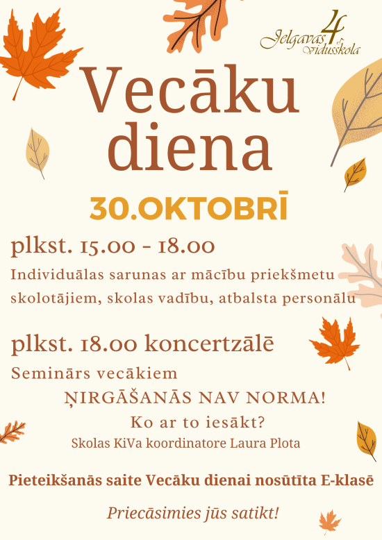 Vecāku diena 30. oktobrī