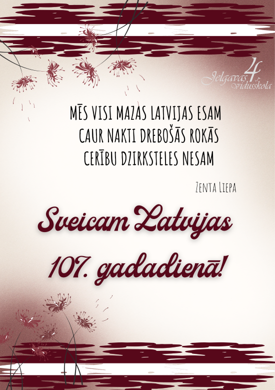 Apsveikums LR proklamēšanas 107. gadadienā